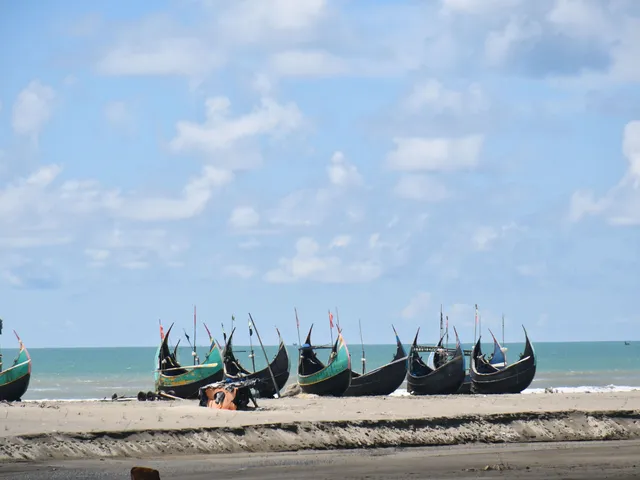 Fishing boats on the sand at Cox's Bazar