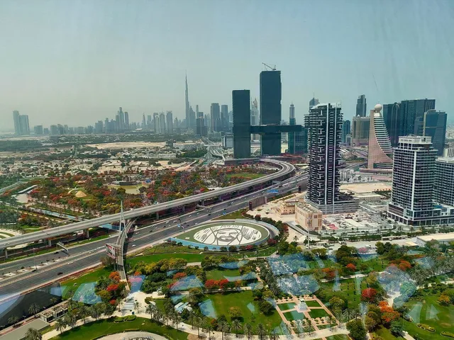 Dubai skyline and highways from above
